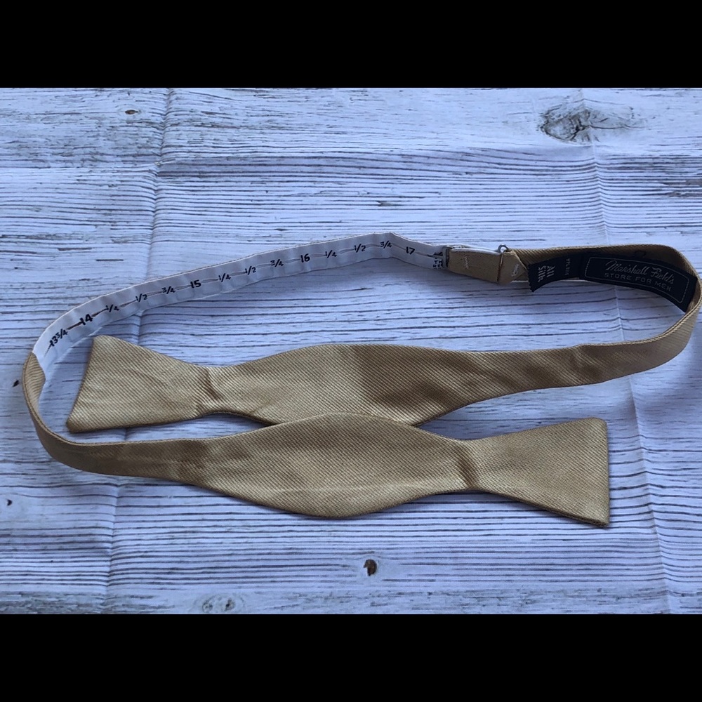Marshall Field Silk Bow Tie Champagne Gold